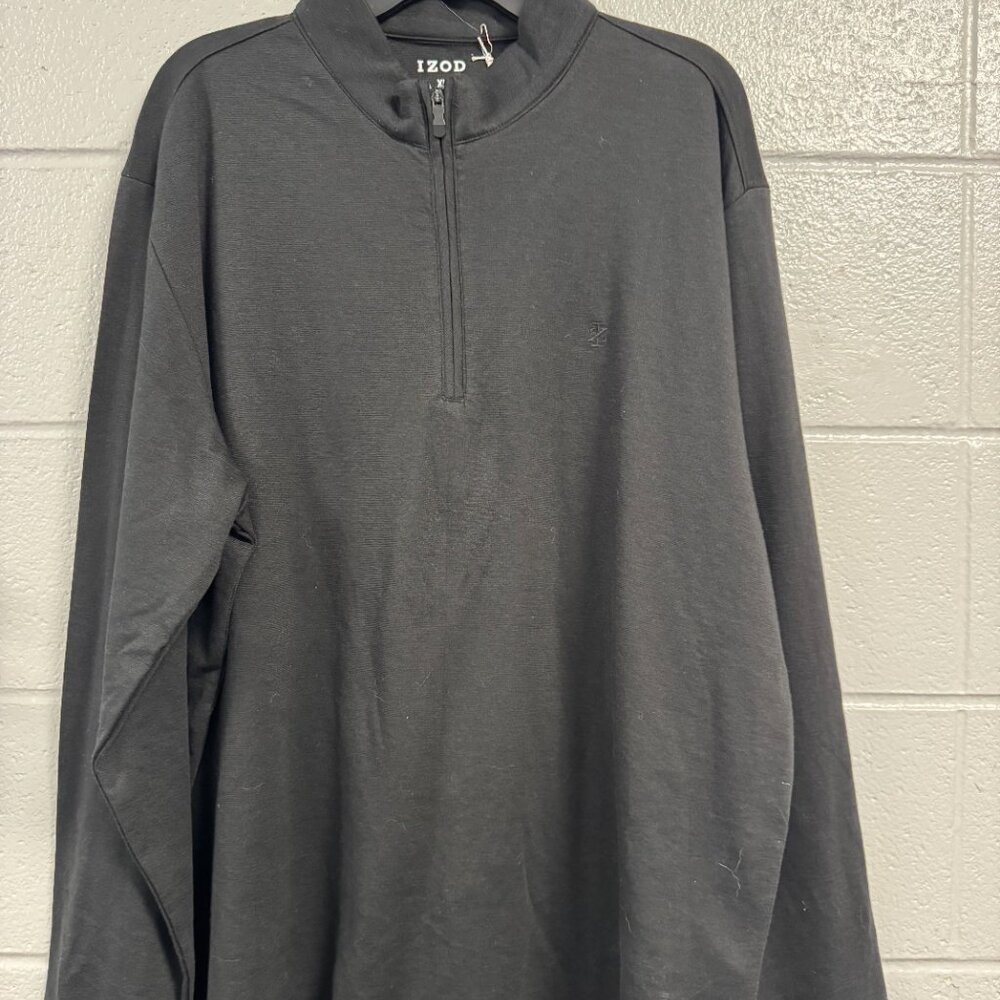 NEW with Tags! Mens Black IZOD Quarter-zip Cotton Pullover. Size XL.